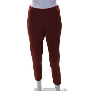 Blue Les Copains Womens High Rise Side Zip Straight Leg Pants Brick Red Size 38